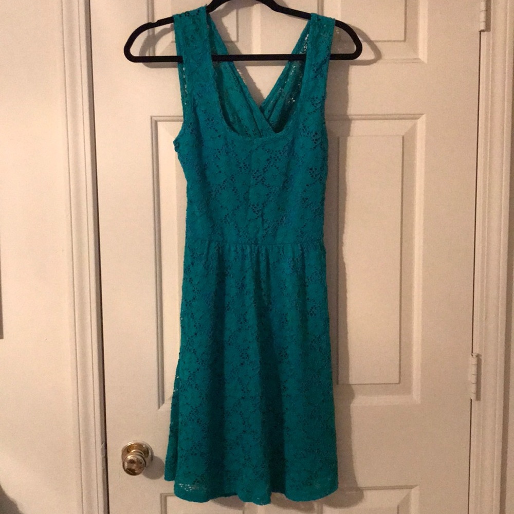 Lace Aqua Dress with Crossback